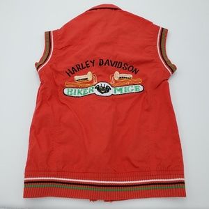 Harley Davidson Kids Vest Patches Red Zip Up Sz 4
